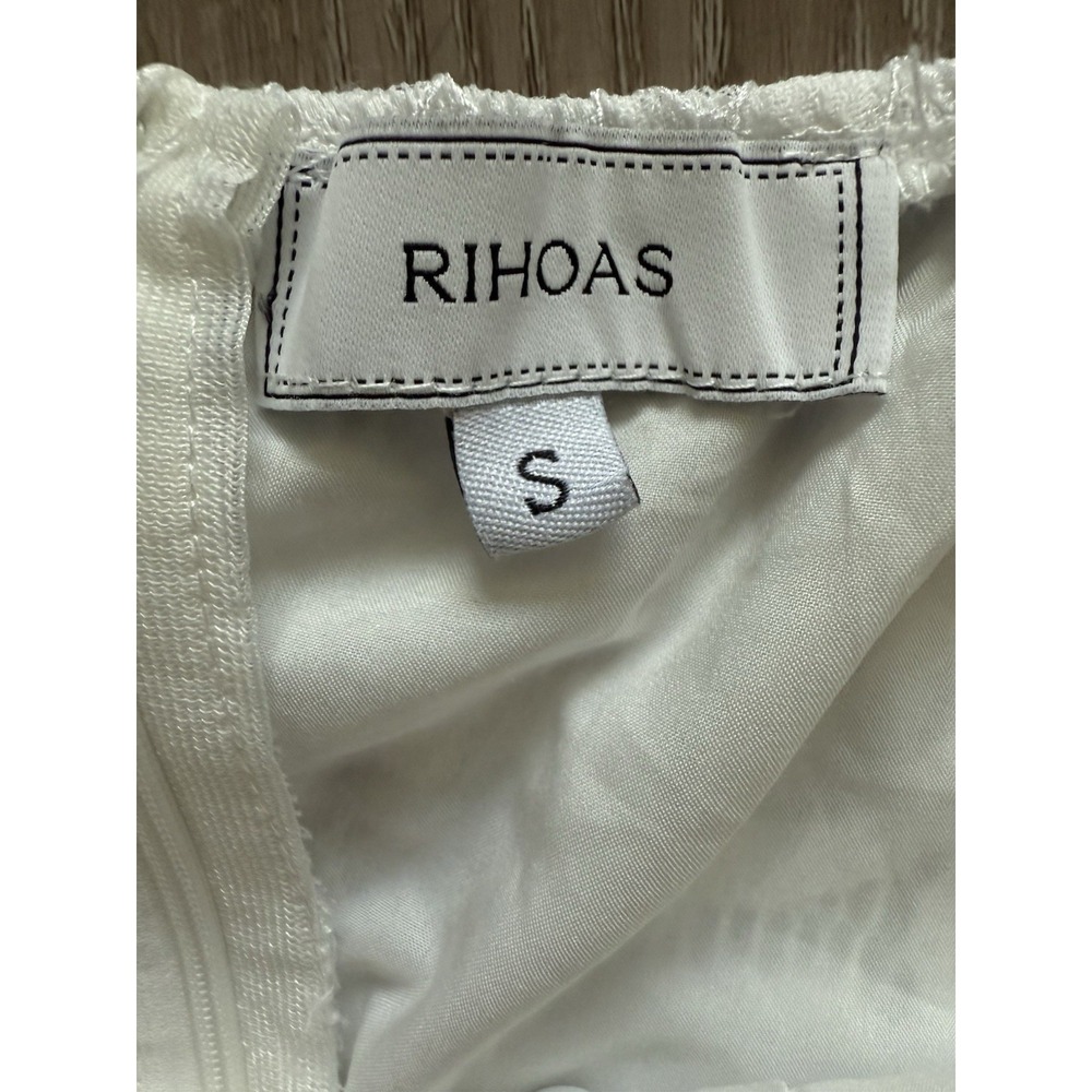 Rihoas White Lace Asymmetrical Midi Dress Womens Small Coquette Feminine Coastal - Picture 6 of 9